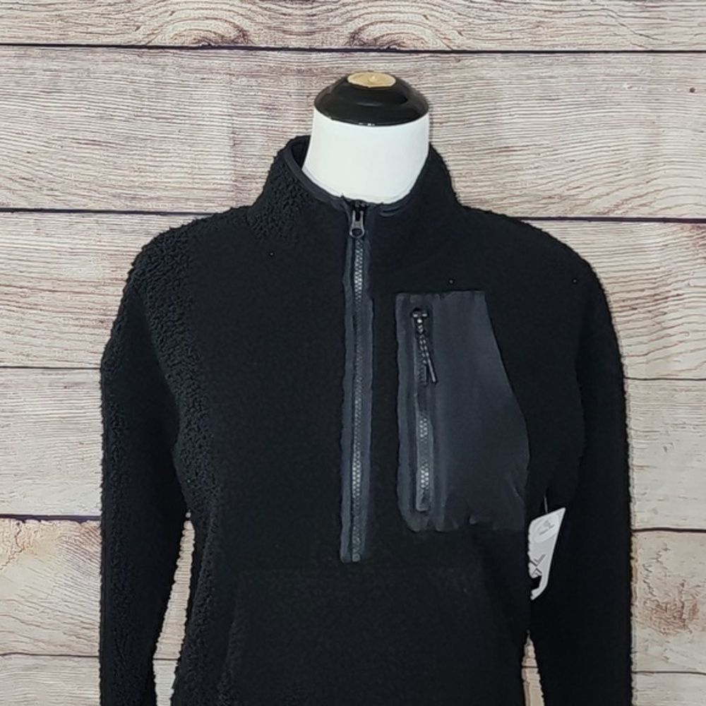 NWT Xersion Faux Fur‎ Black Half Zip Sweatshirt Size X-Small - Picture 4 of 14